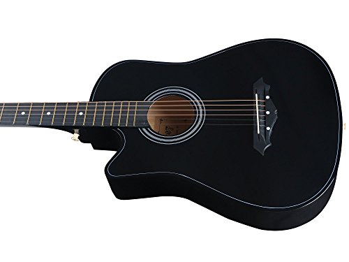 Image of Juarez Acoustic Guitar, [ LEFT HANDED] 38 Inch Cutaway, 38CL /BK with Bag, Strings, Pick and Strap, Black