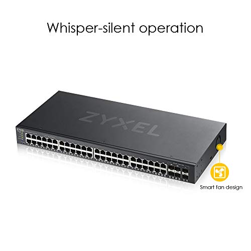 Image of Zyxel 48 Port Ethernet Switch | Smart Managed Gigabit Network Switch | 44x GbE RJ-45 + 4X Combo SFP + 2X SFP Ports | 100 Gbps Switching Capacity | Rack Mount | Smart Fan | Cloud Mode | GS1920-48v2