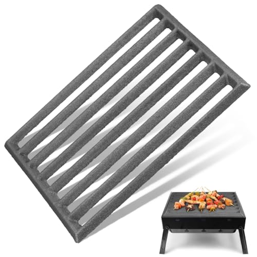 Joinpaya Rejilla De Fuego De Hierro Fundido Para Estufa De Leña Con DiseñO De Canal Engrosado Soporte Para Brasas Y Combustible SóLido Resistente 8.58X6.18X0.35In