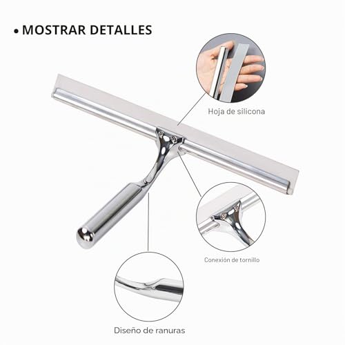 Miniatura 7 de Limpiacristales Para Ducha De Acero, Gancho Succión, Ideal Para Baño Y Cocina