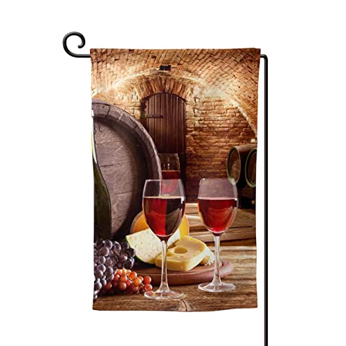 Drapeau de jardin cave à vin rouge de format 12,5x18 cm imprimé double face