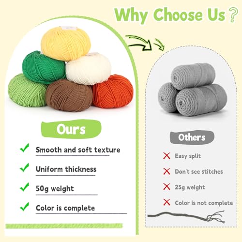 Image of Katech Cotton Yarn for Crocheting-55% Cotton 45% Acrylic-#3 DK (Light)-Super Soft Milk Cotton Yarn-Great Crochet and Knitting Starter Kit for Colorful Craft(Grass Green)