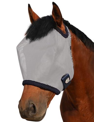 Pferdemaske, Pferdenetz-Fliegenmaske, Atmungsaktiv, Elastisch, Pferde-Gesichtsmaske mit Ohrenschutz, Reitausrüstung (Purple