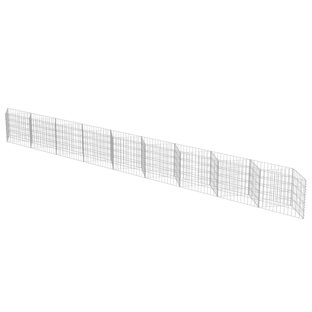 Gabionenwand aus verzinktem Stahl 630×30×50 cm robustes Zaunfeld für Gartenzaun und Sichtschutz mit Maschendraht, Metallgitter, rostfrei, ideal für Terrasse, Grundstück und Vorgarten