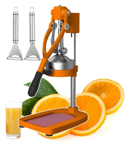 Exprimidor de Cítricos Profesional, Exprimidor de frutas de acero inoxidable con base grande y embudo extraíble, procesador de alimentos(Orange)