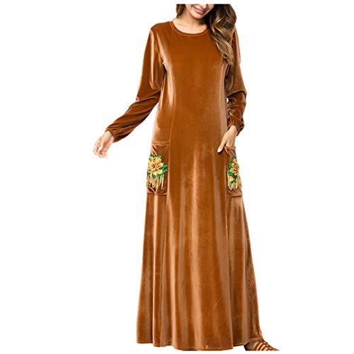 zhbotaolang Frau Winter Langes Kleid Muslim - Islamisch Arabisch Volle Hülse Kleidung Dame Party Cord Ramadan Robe L Cover