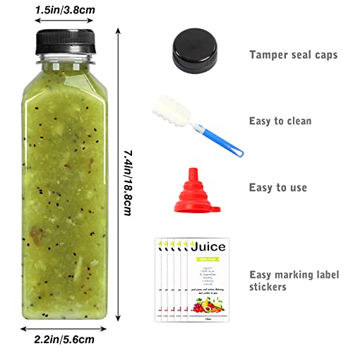 Depepe 16 Pack 16Oz Reusable Plastic Bottles With Caps, Empty Pet Juice Bottle With Lids For Juicing, Smoothies, Drink, Water Containers #TOP1