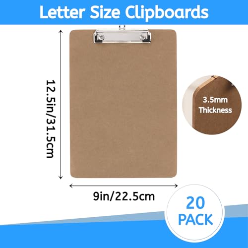 YOUEON 20 Pack Hardboard Office Clipboards, 9 x 12.5 Inch Letter Size Clipboard with Low Profile Clip & Hangable Loop, Clip Boards for Home Office School Hospital Supplies image 4