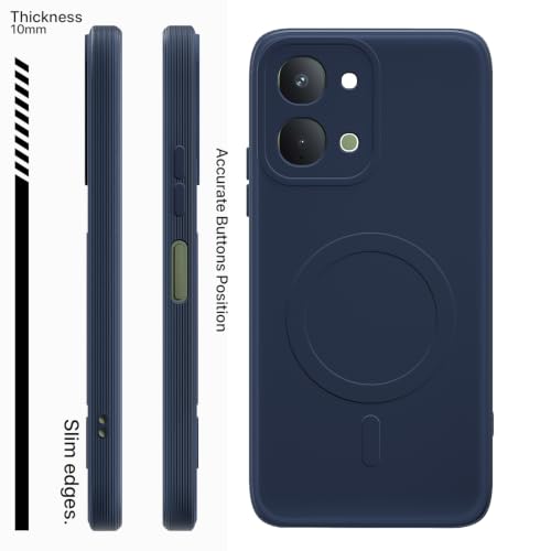 Image of Outlouders Back Cover for Vivo T5x / Vivo Y51 Pro /iQOO Z11x 5G Soft Matte Silicone Cover with Slim Fit | Mag-Safe Logo (Not Mag-Safe Compatible) | Shockproof | Camera Protection Bumper Case (Blue)