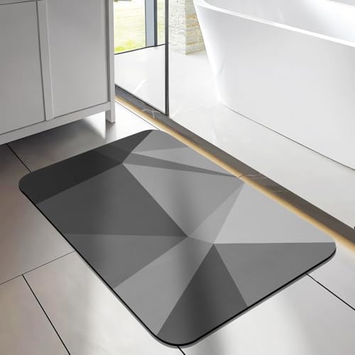 Bebaimis Tappetino da Bagno Antiscivolo,40x60cm,Super Assorbente, Tappetino in Fango Diatomeico ad Asciugatura Rapida, Ultrasottile, Facile da Pulire, Adatto per la porta del Bagno, Soggiorno,Grigio
