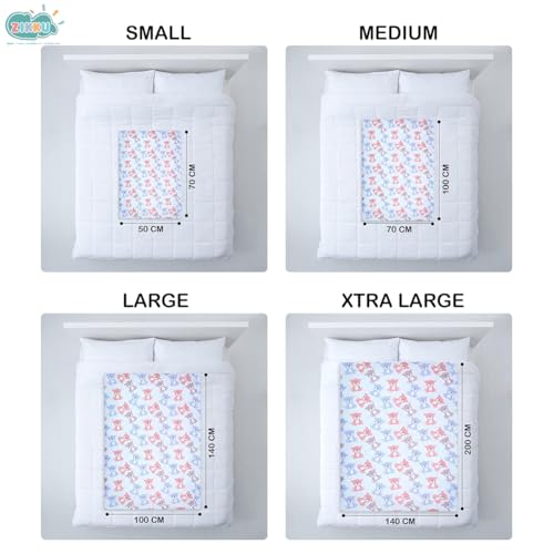Image of AHC Baby Printed Quick Dry Fleece Elephant Print Sheet Bed Protector (Size: Large; 100 x 140 cm; Blue)