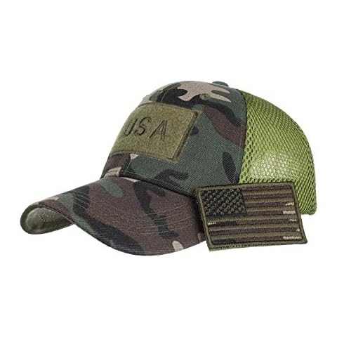RICHTOER Unisex Camouflage Baseball Cap Casual Military American Flag Cap for Outdoor Cover