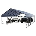 20x20 FT Heavy Duty Extra Large Metal Carport with Vertical Roof Design - All Weather Protection Galvanized Steel Shelter for 2 Car, Dual Vehicle, RV and Boat Storage (20x30 FT)