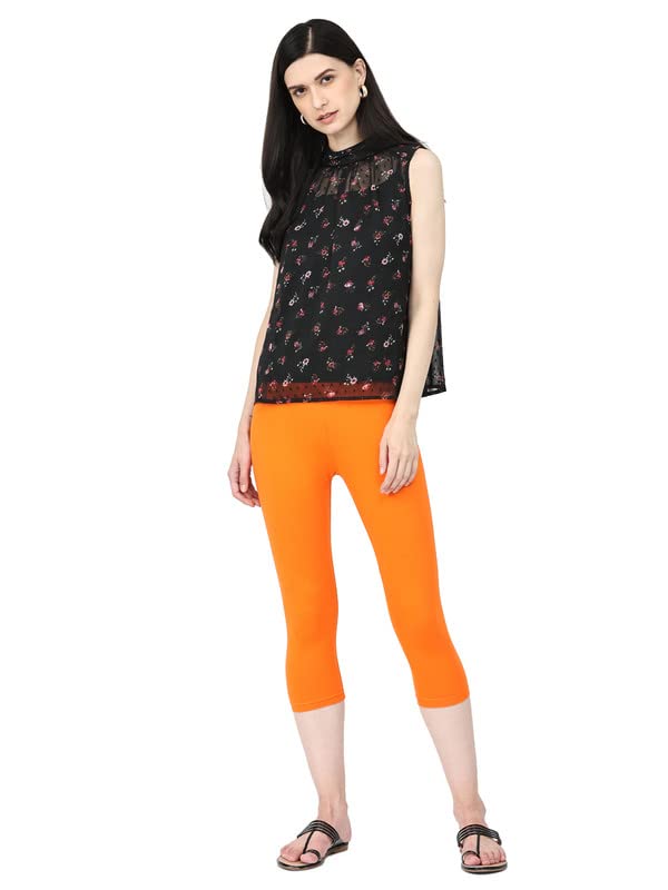 Image of Robinbosky Premium Stretchable Cotton Capri Legging for Women | Suitable for Formal wear & Casual wear | High-End Elastic Makes. The Leggings Squat Proof and Durable for Travel, Yoga, & Workout.