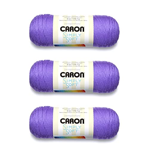 Image of Caron Simply Soft Grape Brites Yarn - 3 Pack of 170g /6oz - Acrylic - 4 Medium (Worsted) - 315 Yards - Knitting /Crochet
