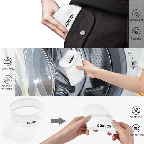 Sukeen 2 Packs Kids Sun Visor Hats for Girls Boys,Lightweight Sports Cap Cooling UPF50+ Sun Hat for Running Outdoor Activity (White+Black)3