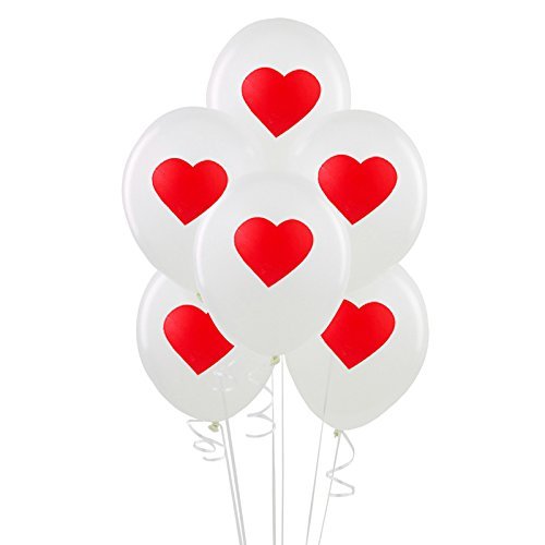Image of HK Balloons Birthday Decoration Balloons Item 30Pcs For Heart Shaped Balloon Anniversary, Valentine Balloons Decoration RED and WHITE Party Decoration