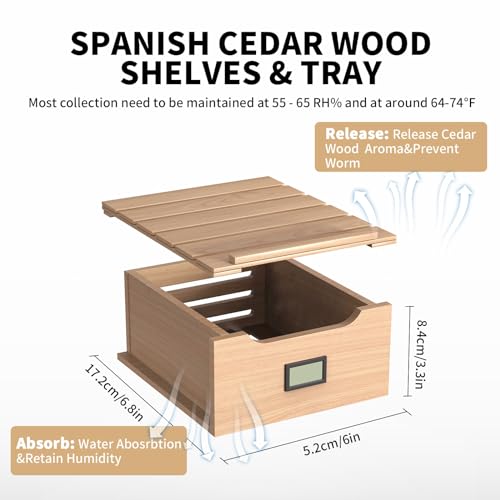 NEEDONE 80 Count Cabinet with Heating and Cooling Electric Quiet Temperature Control System, Thermostatic Cooler Cabinet with Spanish Cedar Wood Shelves & Drawer with Hygrometer, Gift for Men…