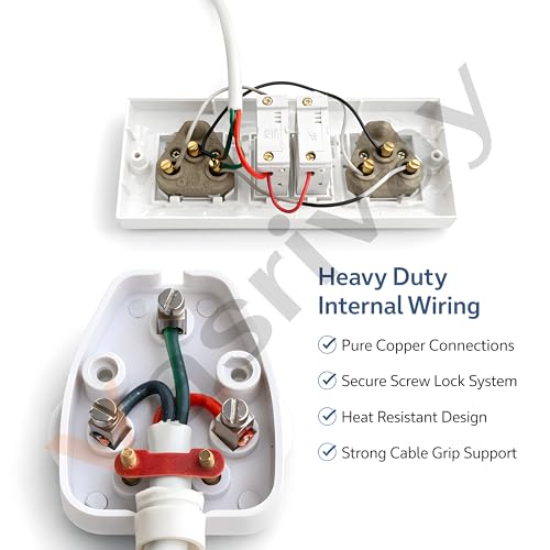 Image of Heavy Duty 16A Extension Board with Dual 16A MCB Switch | 1.5 sqmm 3 Core Cable | Power Strip for AC, Refrigerator & Microwave | Two 16 Amp Sockets (White) (3 Meter)