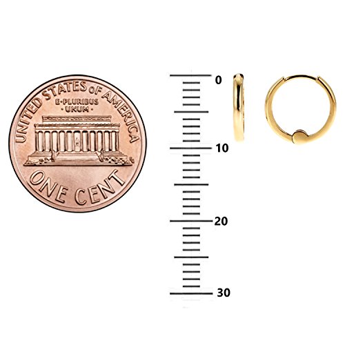 Ritastephens 10k Gold Mini Huggies Hoops Earrings 1.5x9 Mm (Yellow, White, or Pink)3