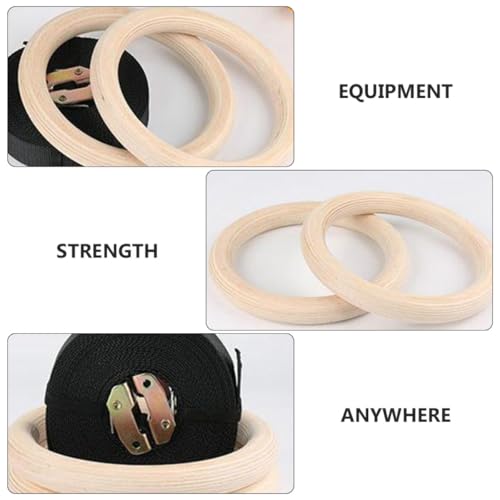 Set de anillas gimnásticas de madera con correas de abedul 4.5m miniatura 7