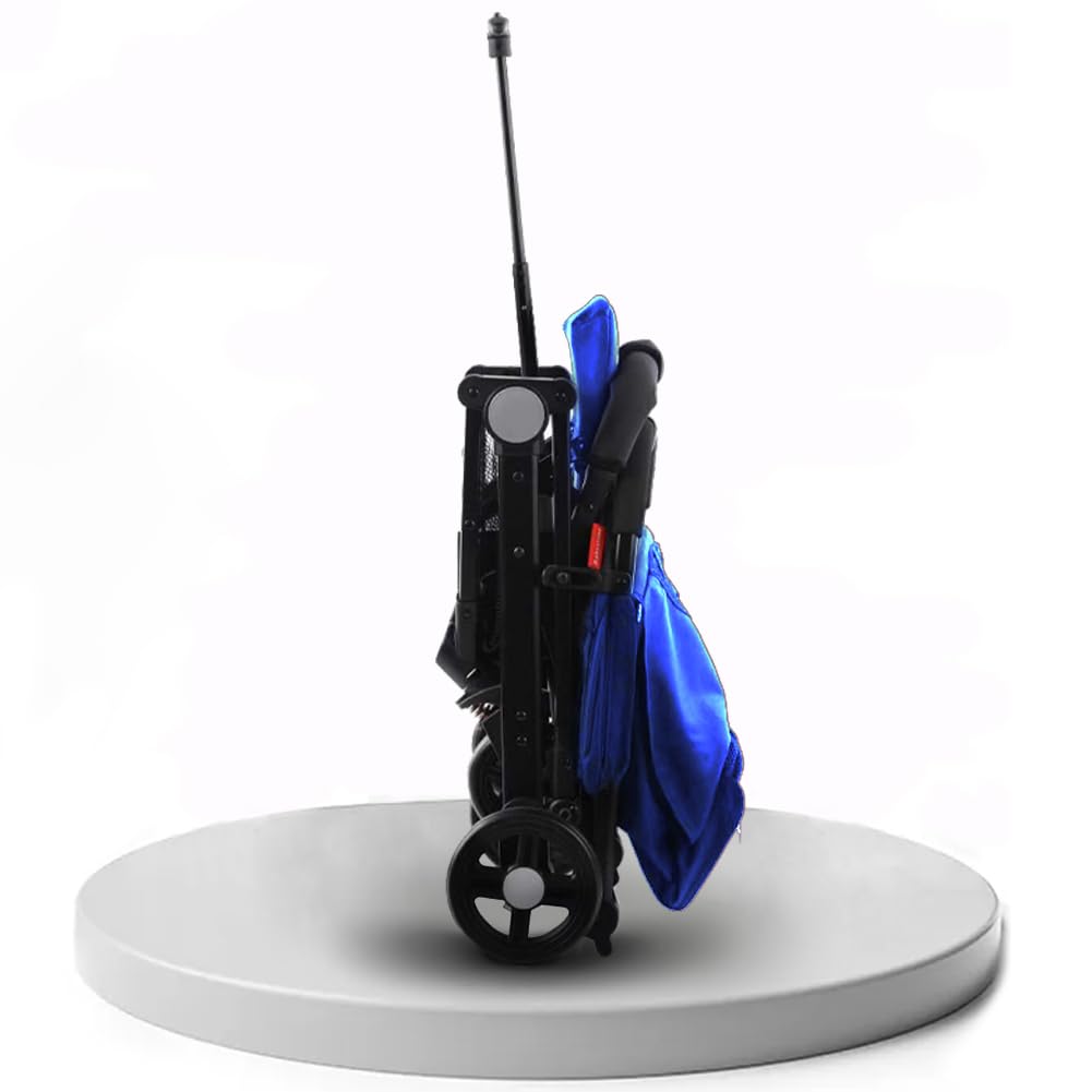 BAKAJI Passeggino Easy Ultra Leggero con Chiusura Facilitata Portata Massima 15 kg, Schienale Reclinabile con Cintura di Sicurezza a 5 Punti, Pieghevole con Una Mano, Salvaspazio (Blu)