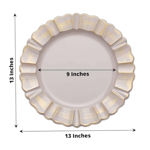 Set de 6 platos cargadores plásticos redondos taupe 13 pulg. miniatura 3