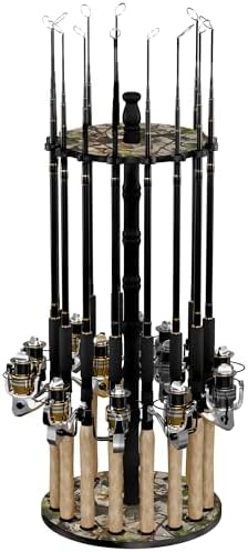 Rush Creek Creations Rack de armazenamento de vara de pesca redon...