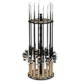 Rush Creek Creations 16-Rod Round Fishing Rod Holder for Garage, 360° Access Fishing Pole Holder for Fishing Rods, Reels, and Gear, Securely Holds 16 Rods, Camouflage