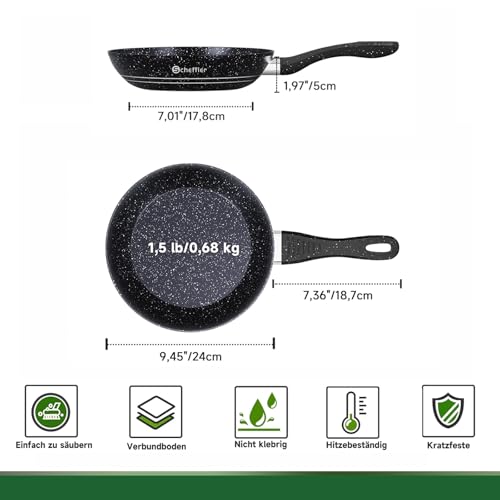 Poêle induction 24cm anti-adhésive en aluminium à poignée isolante