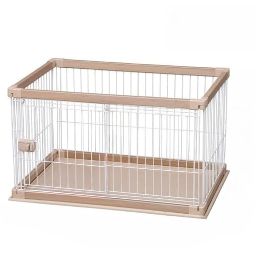 Emidor 犬用クレート ペットクレート 組立簡単 木製 薄型 軽量 ナチュラル 小型犬対応 室内犬用フェンス 木製 (小ブラウン) (A,S)