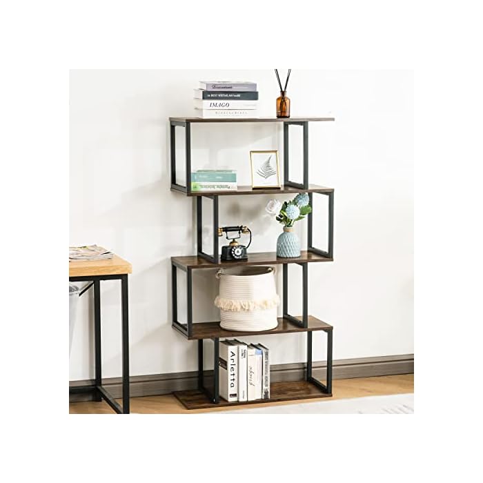 Buy Apicizon Industrial Bookshelves Wooden Bookcase, 4Tier Bookshelf