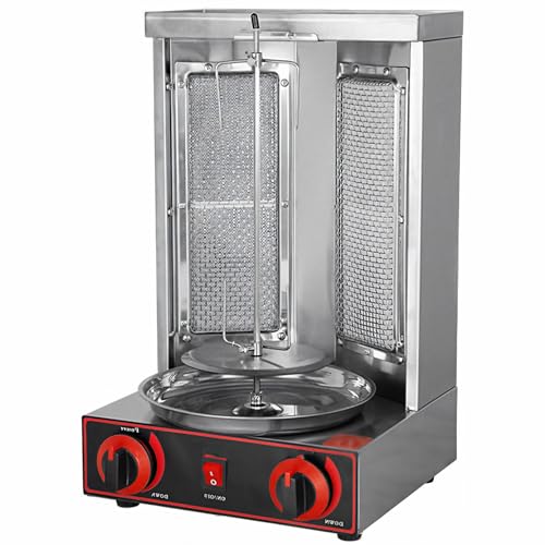 Máquina profesional de Doner Kebab para restaurantes y camiones de comida, presenta una distribución uniforme del calor y una bandeja de goteo de aceite fácil de limpiar