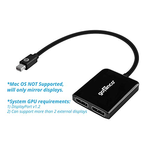 gofanco Mini DisplayPort to Dual DisplayPort MST Hub - mDP 1.2 to 2
