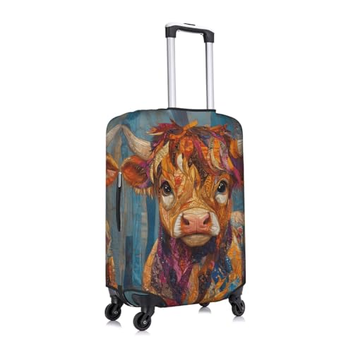 cute highland cattle Elastic Travel Luggage Cover Travel Suitcase Protective Cover3