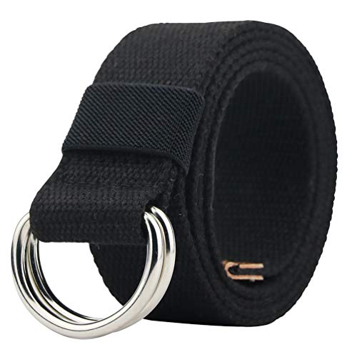 Image of Web Fabric Canvas Belt for Men Women with Double D Ring Buckle 1.5in Wide