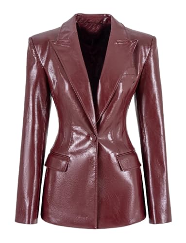 Blazer en cuir femme à un bouton pour costume de banquet