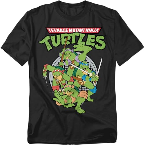 Popfunk Teenage Mutant Ninja Turtles TMNT Group Unisex Adult T Shirt (Medium) Black