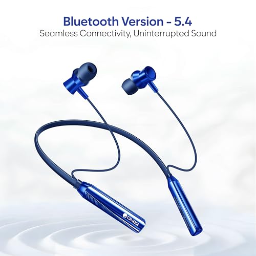 Image of Bluetooth Neckband Earphones, 28H+ Playtime, Bluetooth 5.4, 10mm Driver, IPX4 Splash Resistant (Blue)