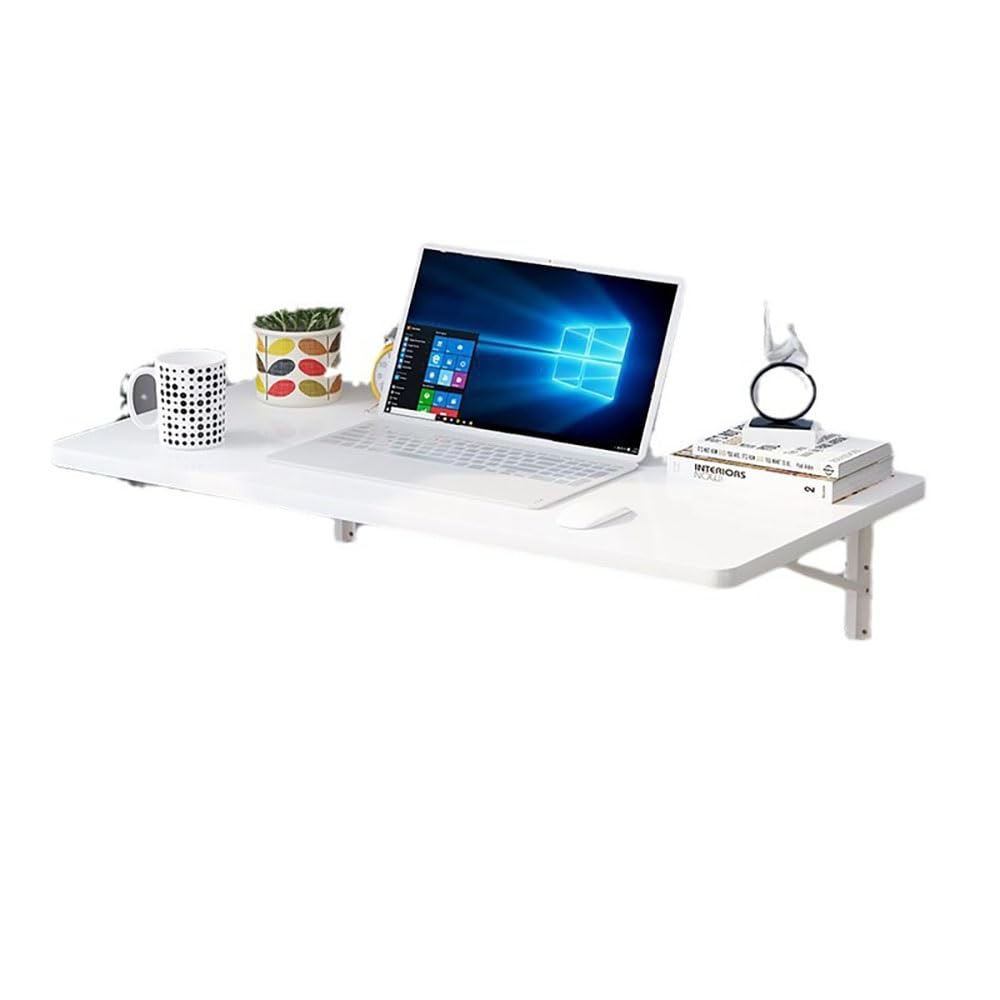 Bureau mural flottant blanc en bois 80x60 cm pour optimiser l'espace