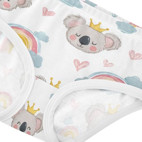 Wusikd Cute Koala Girls' Underwear Cotton Rainbows Clouds Girls Briefs Soft Toddler Underwear 2T4
