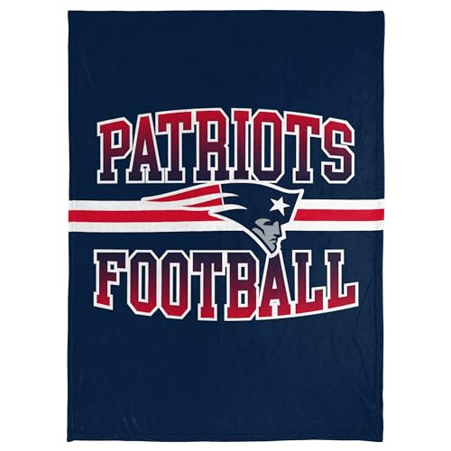 FOCO NFL Micro Raschel Plush Throw Blanket Stripe Logo 45 x 60 New England Patriots