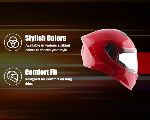 Image of Vega Ranger Full Face Riding Helmet with Lightweight Shell, Comfortable Liner, Shock-Absorbing Interior, Ventilated Design, Aerodynamic Build, and Modern Red Styling Red M