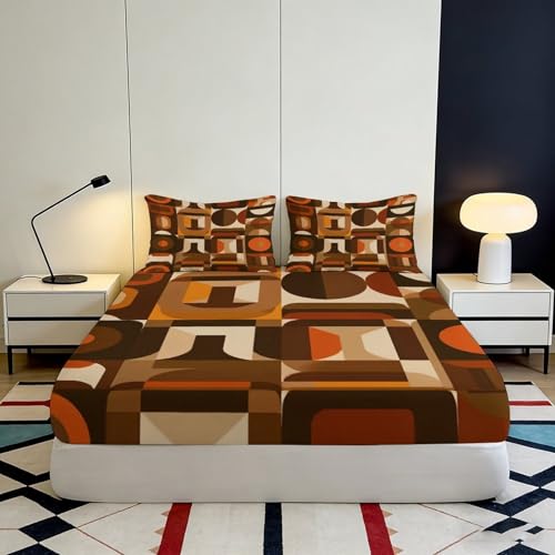 Drap housse 3D imprimé motif géométrique 90x200x25cm