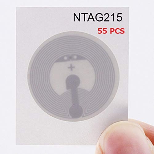 NFC Tags Stickers Etichetta Adesivo Compatibile con Amiibo Tagmo, NTAG215 | 540 Byte, Etichetta di Forma Rotonda Colore Trasparente da TimesKey-Confezione da 55 Pezzi