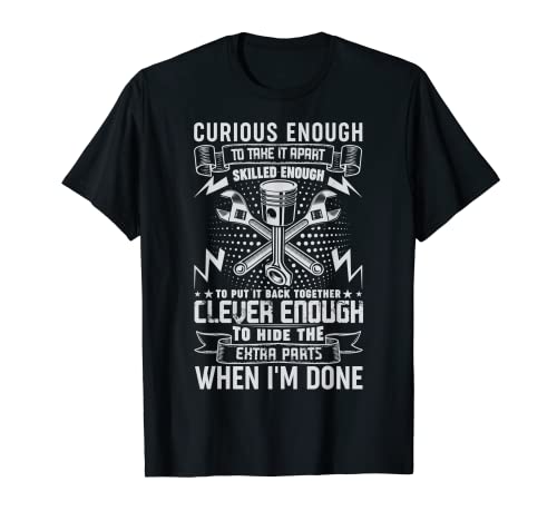 Curious Skilled Clever Funny Auto Mechanic Dad Mens Padre Camiseta