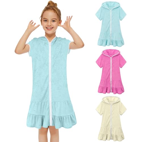 Betadog Girls Hooded Zip Terr𝐲 Coverups Swimsuit Kids Baby Girl Floral Print Short Sleeve Swim Cover-Up