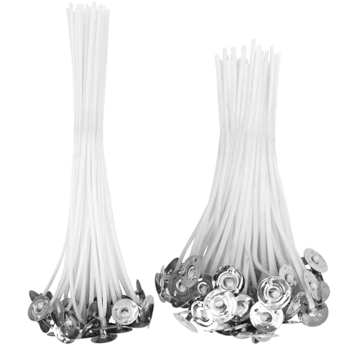 XINOUKJ 100 Kerzendochte in 2 Gr&ouml;&szlig;en (10cm & 15cm) - Aus Nat&uuml;rlicher Bio-Baumwolle, Vorgewachsen Mit Sojawachs - F&uuml;r Rauchfreie Kerzen Zum Selbermachen, DIY, Duftkerzen & Aromatherapie