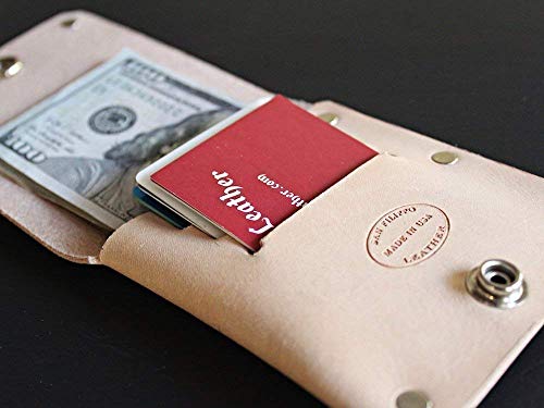 Men's Genuine Leather Slim Wallet with Snap Can Be Personalized3