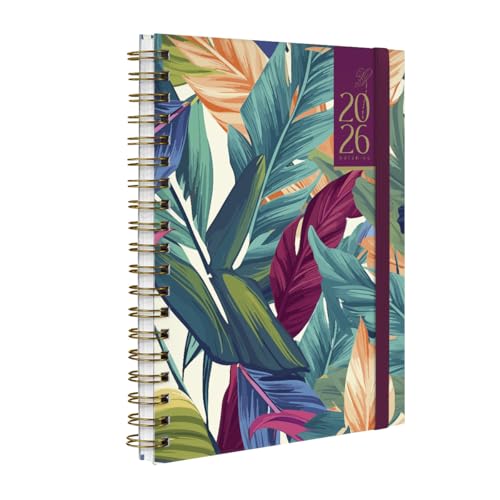 Agenda Planner Semanal 2026 Plus Botanics Tropical Leaves Vinho